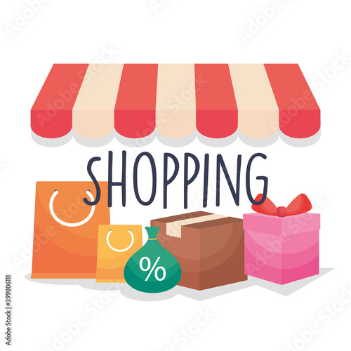 shopping bags box and gift vector design