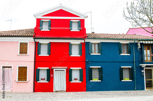 Burano Venice Red house and blue house © JeanMarc