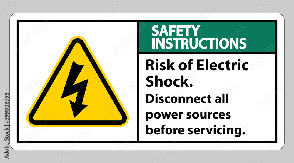 Safety instructions Risk of electric shock Symbol Sign Isolate on White Background Safety instructions Risk of electric shock Symbol Sign Isolate on White Background