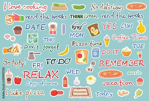 Signs and symbols for organized your diary. Template for scrapbooking, wrapping, wedding invitation, notebooks, diary.