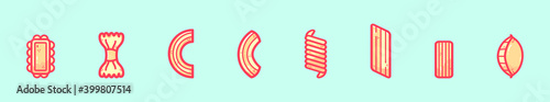 set of macaroni cartoon icon design template with various models. vector illustration isolated on blue background