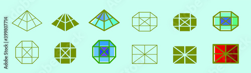 set of prism cartoon icon design template with various models. vector illustration isolated on blue background