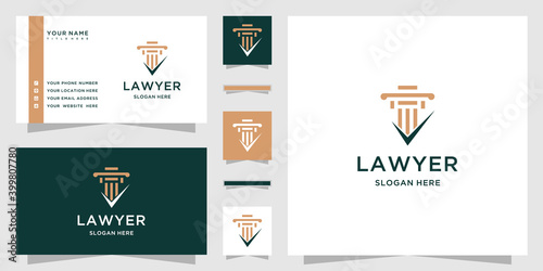 Law logo design. business card template