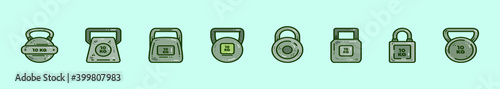 set of kettle bell cartoon icon design template with various models. vector illustration isolated on blue background
