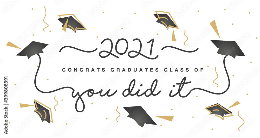 Class of 2021 handwritten typography lettering Congratulations ...