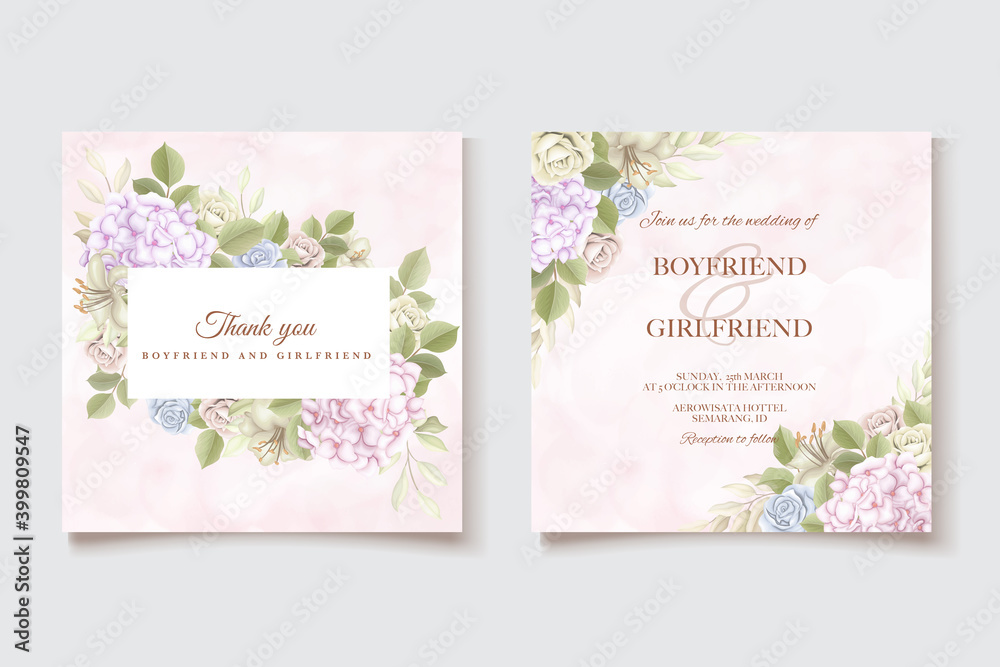 Elegant floral template wedding card