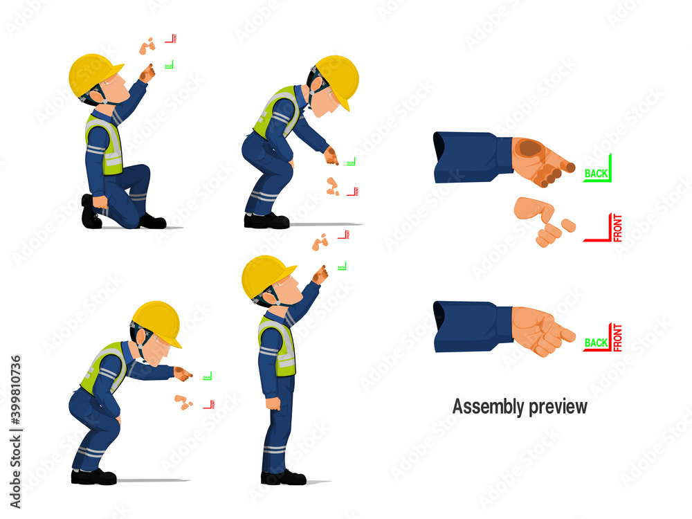 Set of industrial worker with empty hand for holding some equipment. Set of industrial worker with empty hand for holding some equipment.