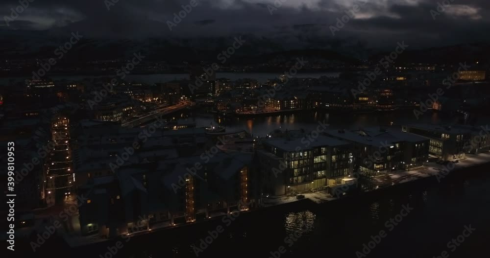 Unique aerial drone time lapse that shows downtown Alesund, Norway's most beautiful town and the unbelievable nature around it at dusk in winter, when everything is covered in thick layer of snow.