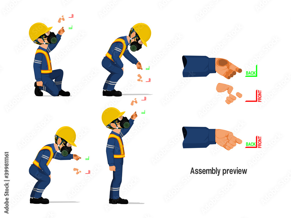 Set of industrial worker with empty hand for holding some equipment. Set of industrial worker with empty hand for holding some equipment.