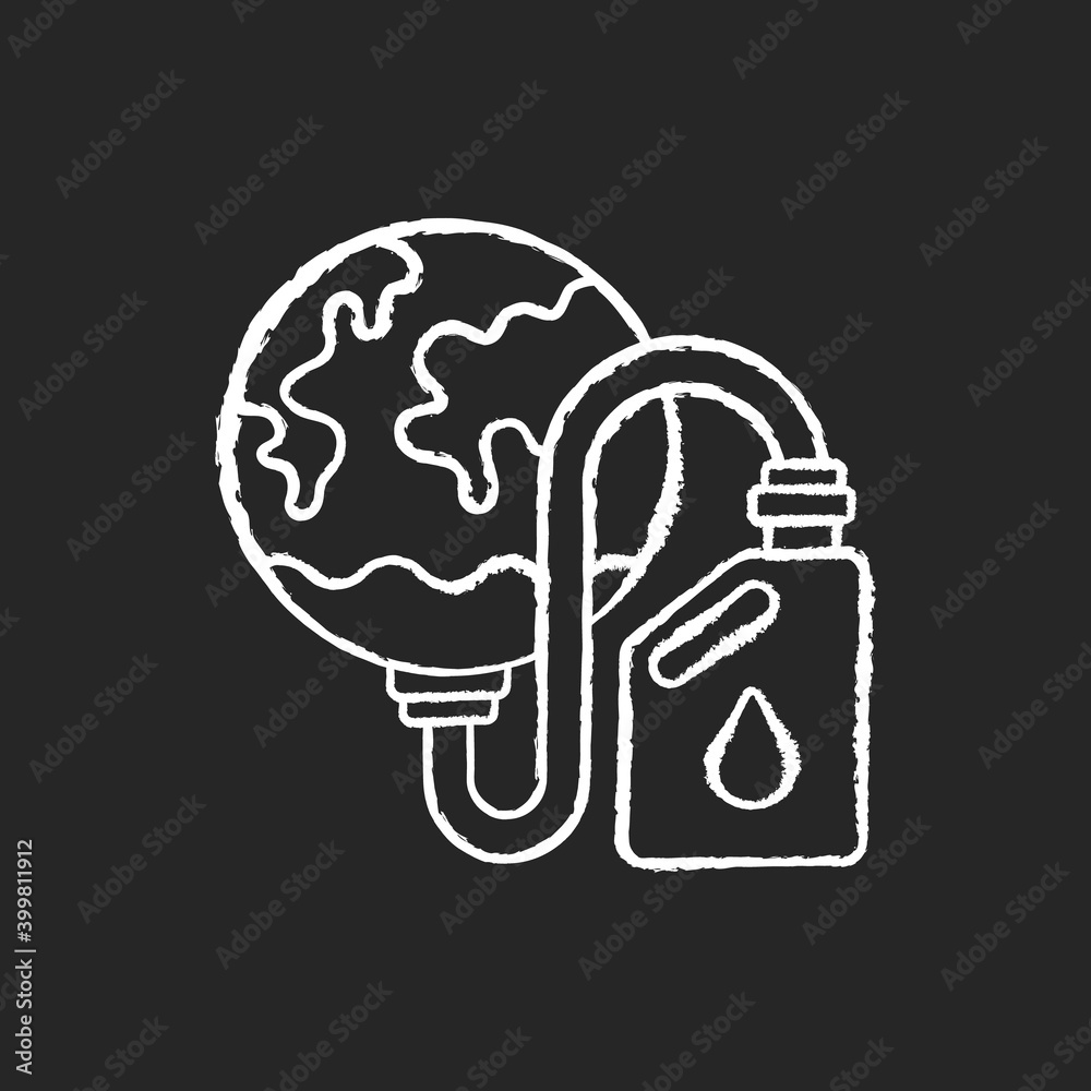 Biological resources depletion chalk white icon on black background. Consumption of resources faster than can be replenished. Taking everything from planet. Isolated vector chalkboard illustration Biological resources depletion chalk white icon on black background. Consumption of resources faster than can be replenished. Taking everything from planet. Isolated vector chalkboard illustration
