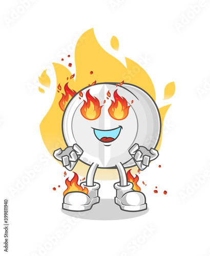 medicine on fire mascot. cartoon vector