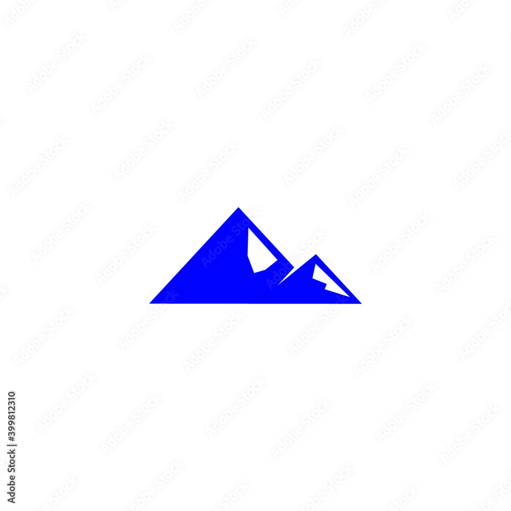 Blue Design Hills, with white snow icon, symbol, sign isolated on white Blue Design Hills, with white snow icon, symbol, sign isolated on white