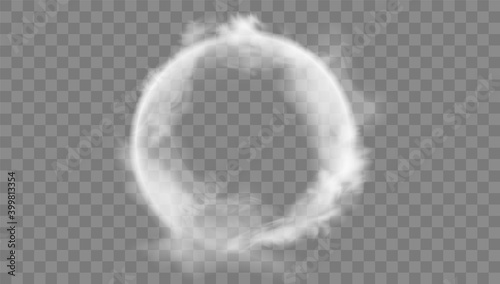Glowing magic white fire circle ring trace, on a transparent background