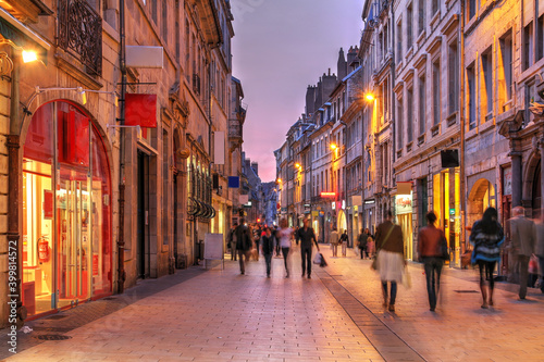 Street scene in old town of Besançon, France