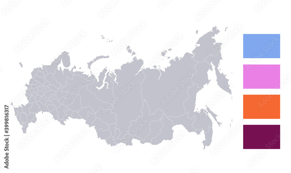 Obraz premium Infographics of Russia map, individual regions blank