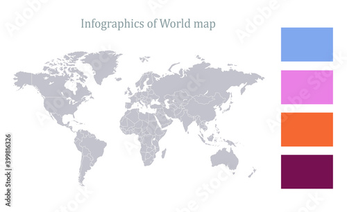 Infographics of world map, individual states blank