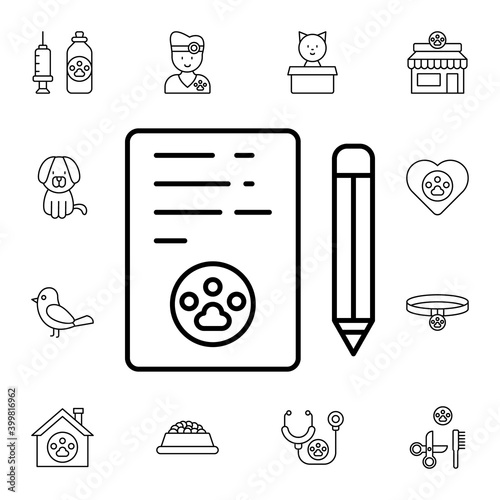 Registration, pets flat vector icon in petshop pack