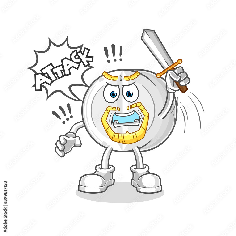 medicine knights attack with sword character. cartoon mascot vector