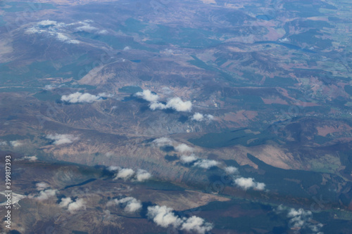 Aerial view of the hills of Ireland