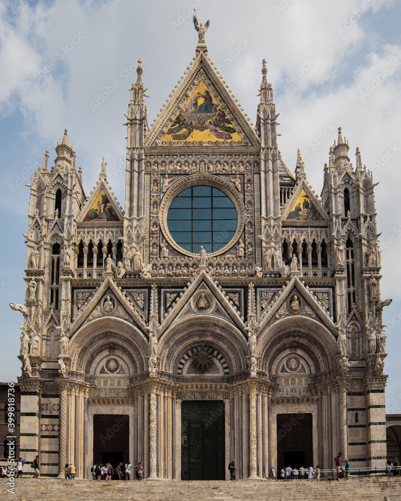 Architectural building with gold details in Italy