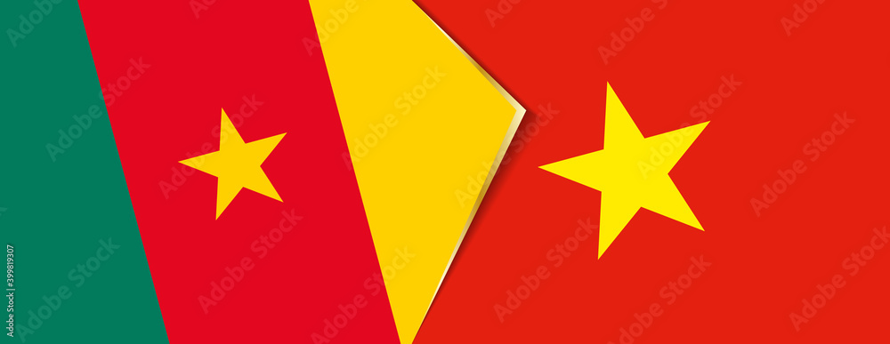 Cameroon and Vietnam flags, two vector flags. Cameroon and Vietnam flags, two vector flags.