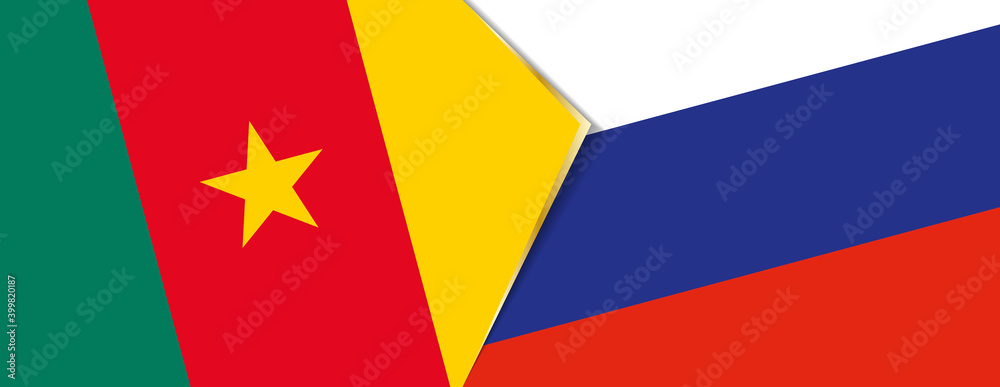 Cameroon and Russia flags, two vector flags. Cameroon and Russia flags, two vector flags.