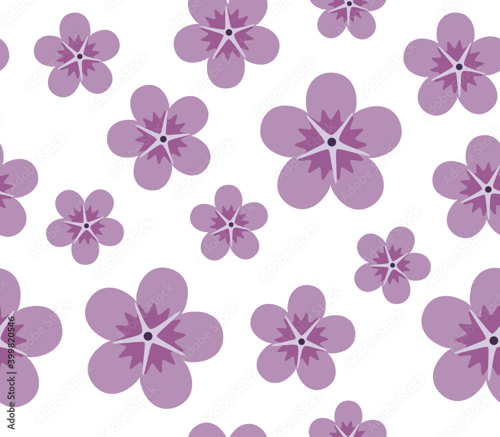 Fototapeta premium Violet Flower, Purple Floral, Floral Repeat Pattern, Flower Pattern, Seamless Pattern, Vector Illustration Background