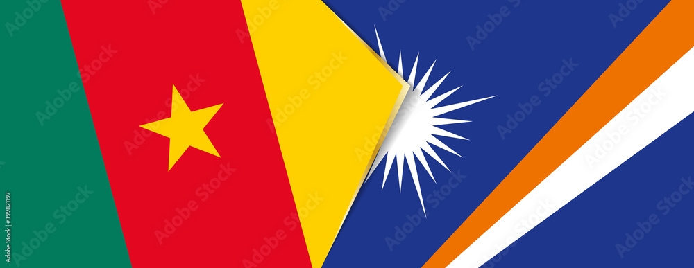 Cameroon and Marshall Islands flags, two vector flags. Cameroon and Marshall Islands flags, two vector flags.