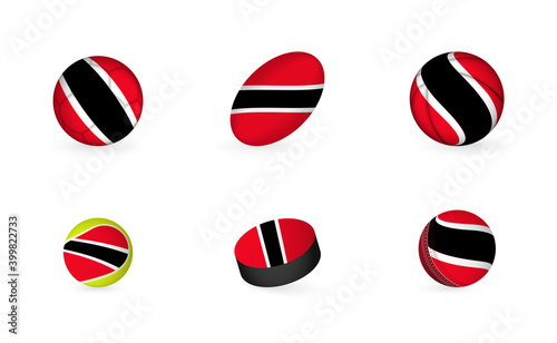 Free Download Sports equipment with flag of Trinidad and Tobago. Sports icon set. - GFXLoad