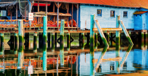 A netshet reflects in the Pudget Sound at Gig Harbor