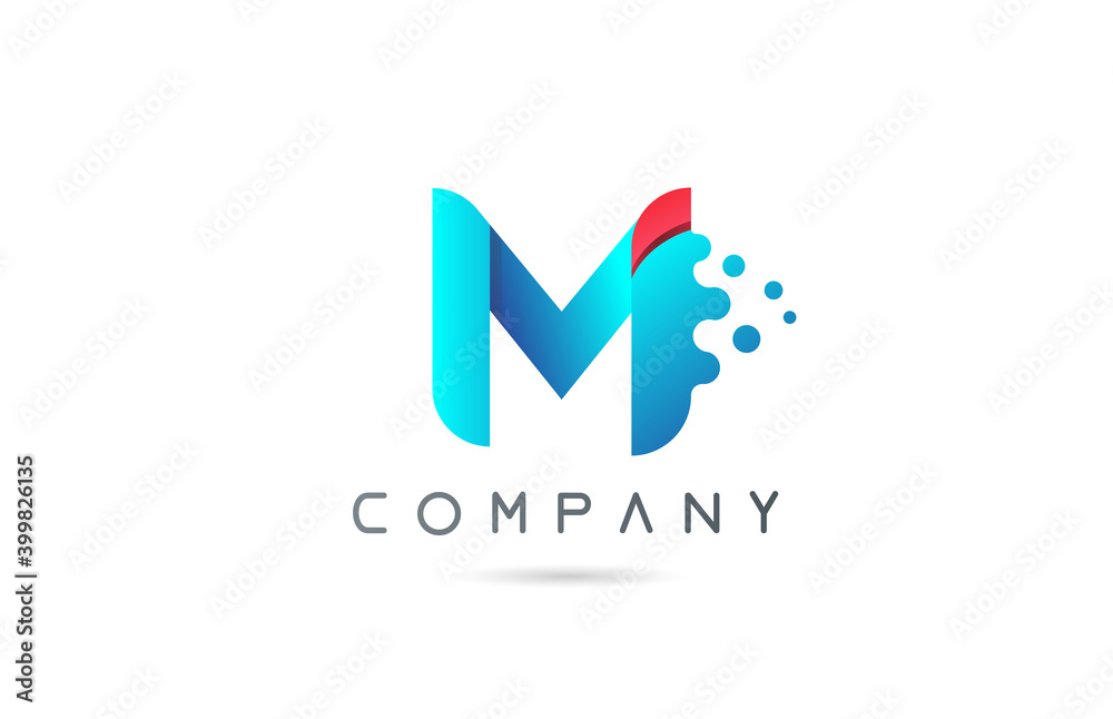 M pink blue letter logo icon with bubble shapes. Creative alphabet design for company and business M pink blue letter logo icon with bubble shapes. Creative alphabet design for company and business
