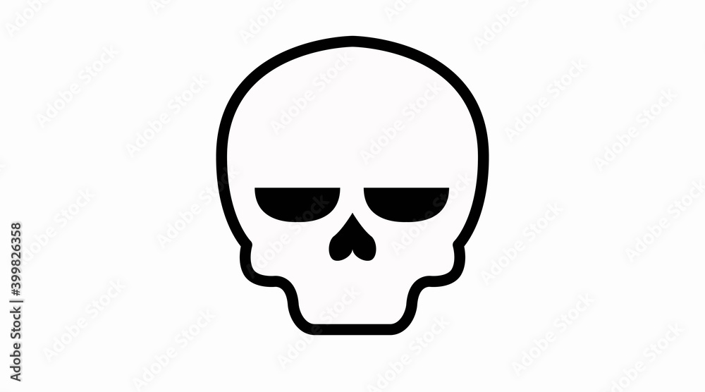 Vector Isolated Illustration of a Cute Angry Tired Skull. Cute Skull Icon