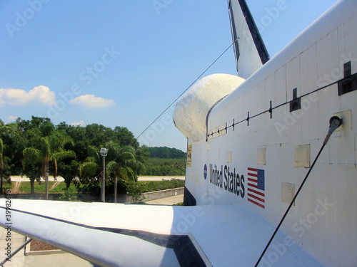 Cape Canaveral, Florida, United States of America (USA) - 10th August 2018: A german photographer visiting the Kennedy Space Center, taking pictures of the Space Shuttle. © ms_pics_and_more