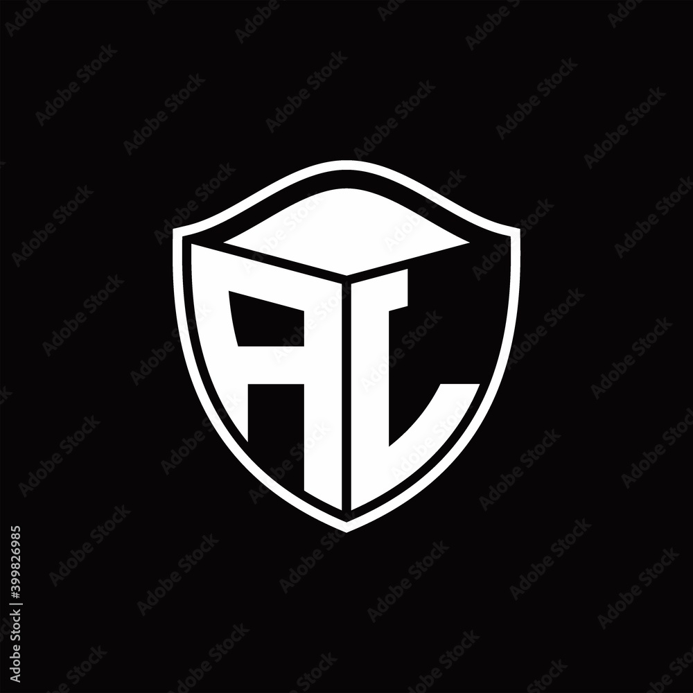 AL Logo monogram shield shape with outline rounded design template AL Logo monogram shield shape with outline rounded design template