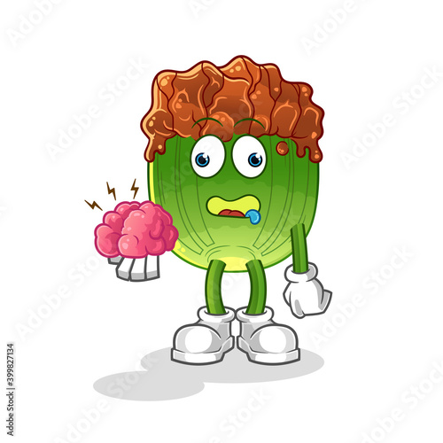 lettuce with bulgogi sauce no brain vector. cartoon character