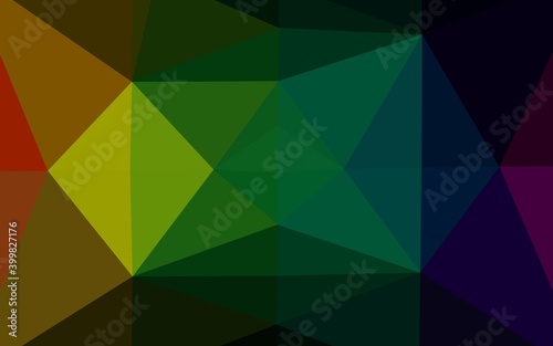 Dark Multicolor  Rainbow vector shining triangular background.