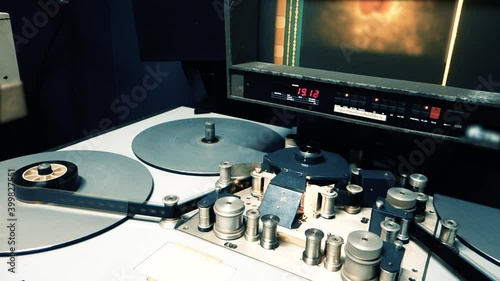 A synchronize for film assembly processing.Film Movie production tools.Audio video industrial film synchronizer for movie post production.old film editing equipment.