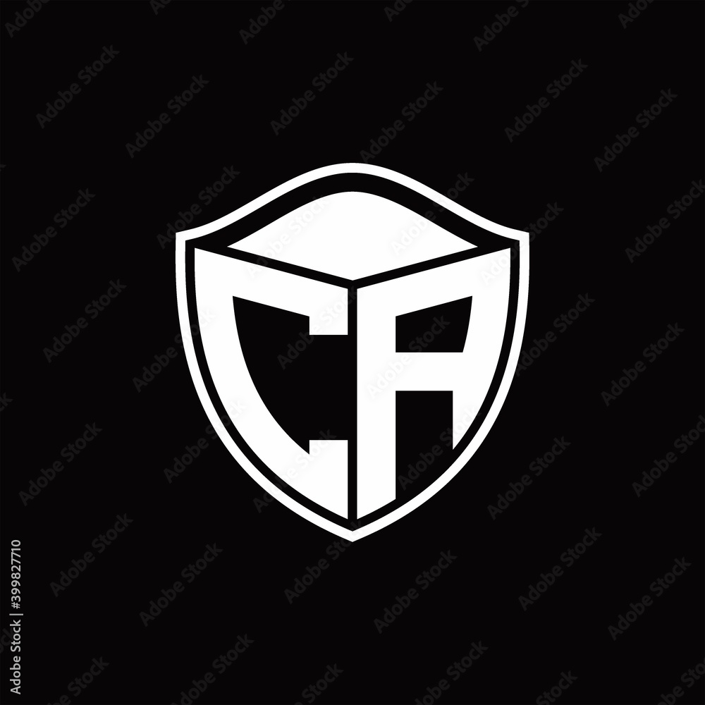 CA Logo monogram shield shape with outline rounded design template CA Logo monogram shield shape with outline rounded design template