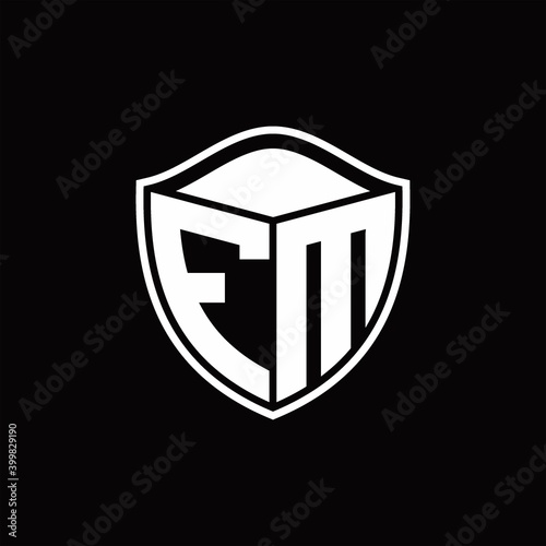 Free Download FM Logo monogram shield shape with outline rounded design template - GFXLoad