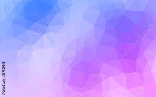 Light Pink, Blue vector shining triangular background.