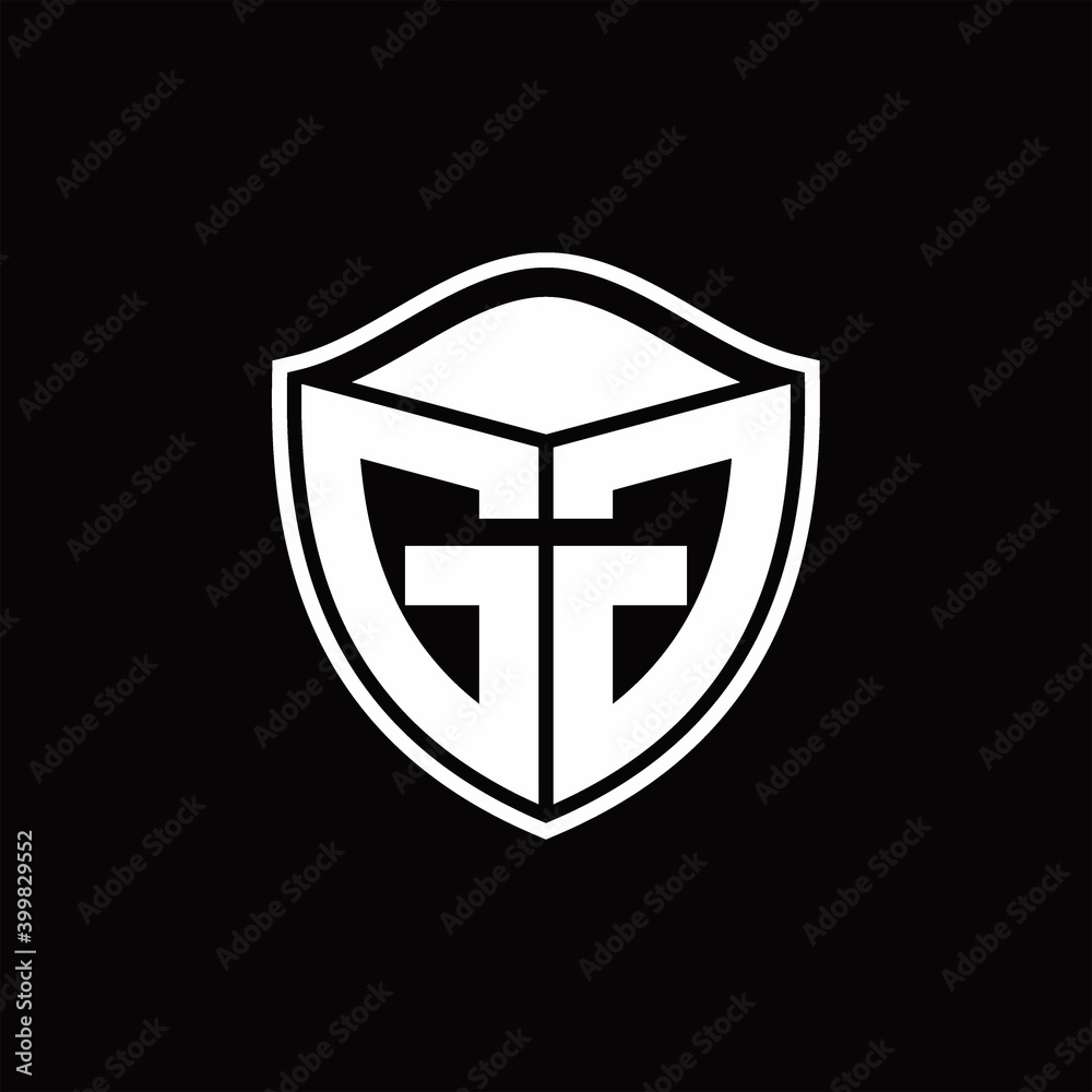 GG Logo monogram shield shape with outline rounded design template ...