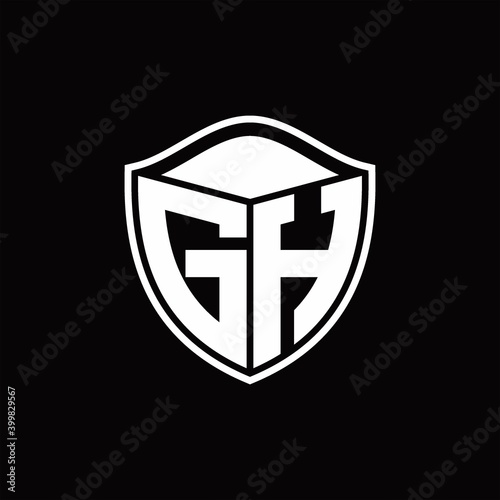 Free Download GH Logo monogram shield shape with outline rounded design template - GFXLoad