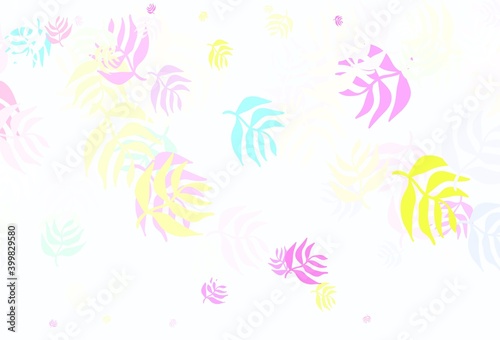 Light Multicolor vector natural backdrop with leaves.