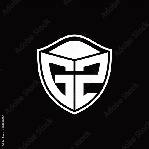 Free Download GZ Logo monogram shield shape with outline rounded design template - GFXLoad