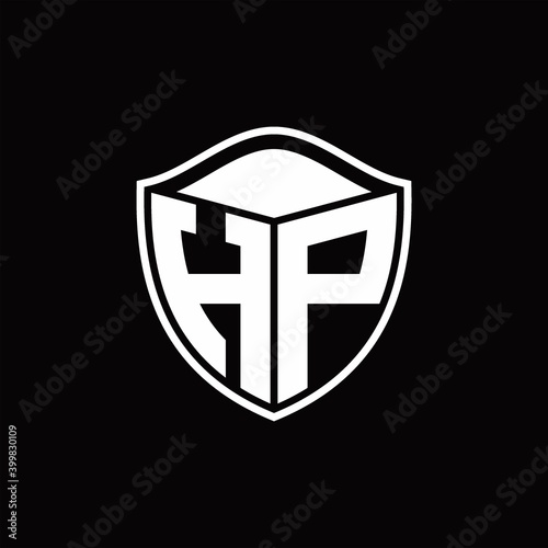 Free Download HP Logo monogram shield shape with outline rounded design template - GFXLoad
