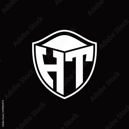 Free Download HT Logo monogram shield shape with outline rounded design template - GFXLoad
