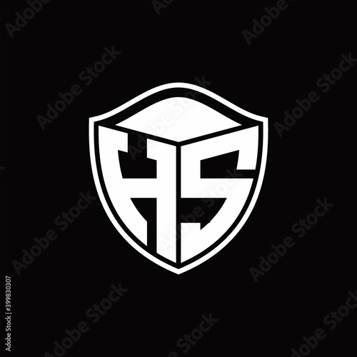 Free Download HS Logo monogram shield shape with outline rounded design template - GFXLoad