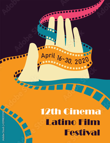 Latino film cinema festival poster. Vector template.