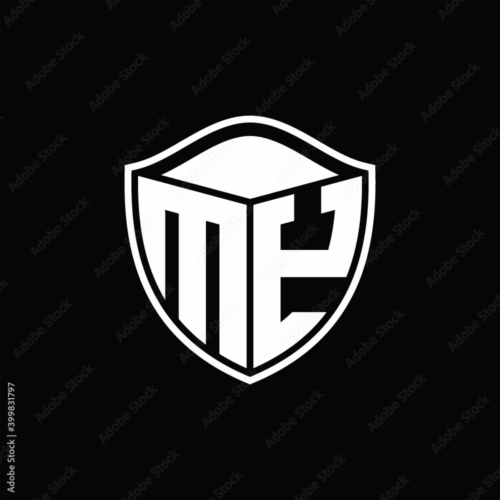 MY Logo monogram shield shape with outline rounded design template MY Logo monogram shield shape with outline rounded design template