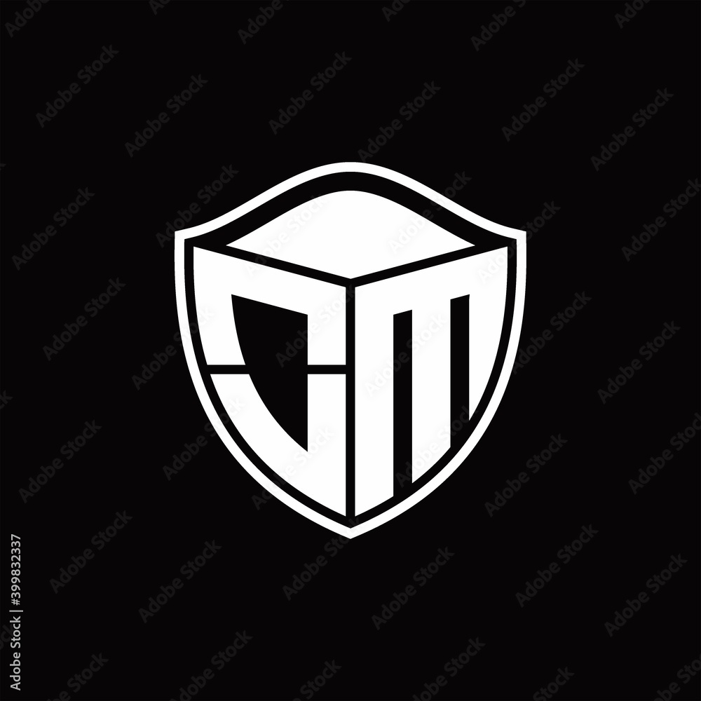 Vetor de OM Logo monogram shield shape with outline rounded design ...
